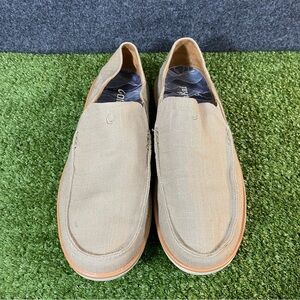 OluKai Kalia Kapa Shoes Men's Size 10 Slip-On Loafers in Beige Canvas